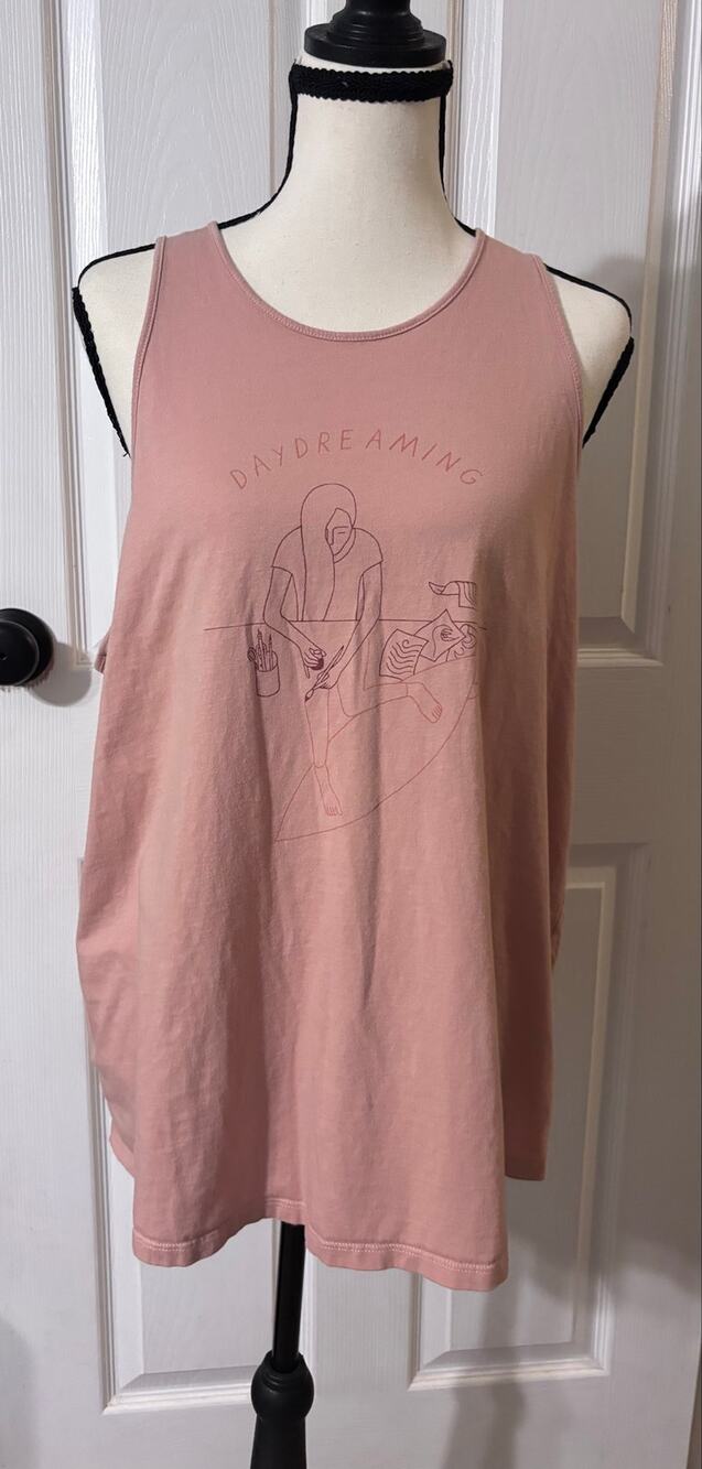 Patagonia Tank Top Women's Large 100% Organic Cotton Pink Daydreaming Racerback